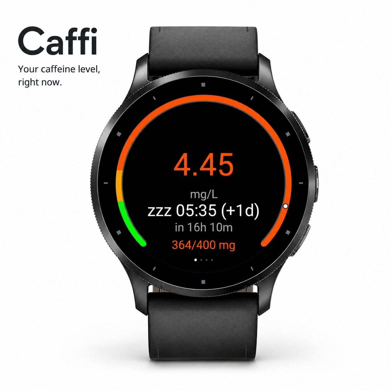 Caffi for Garmin: Caffeine in your body, hour by hour