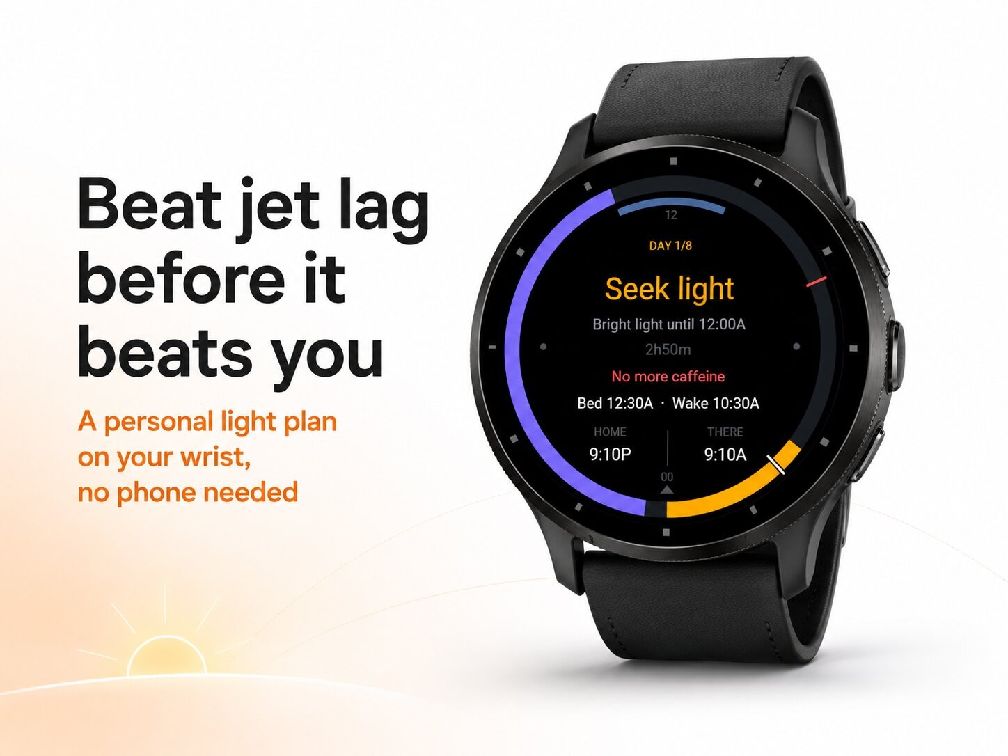 JetShift for Garmin: Jet lag plan with light and sleep times