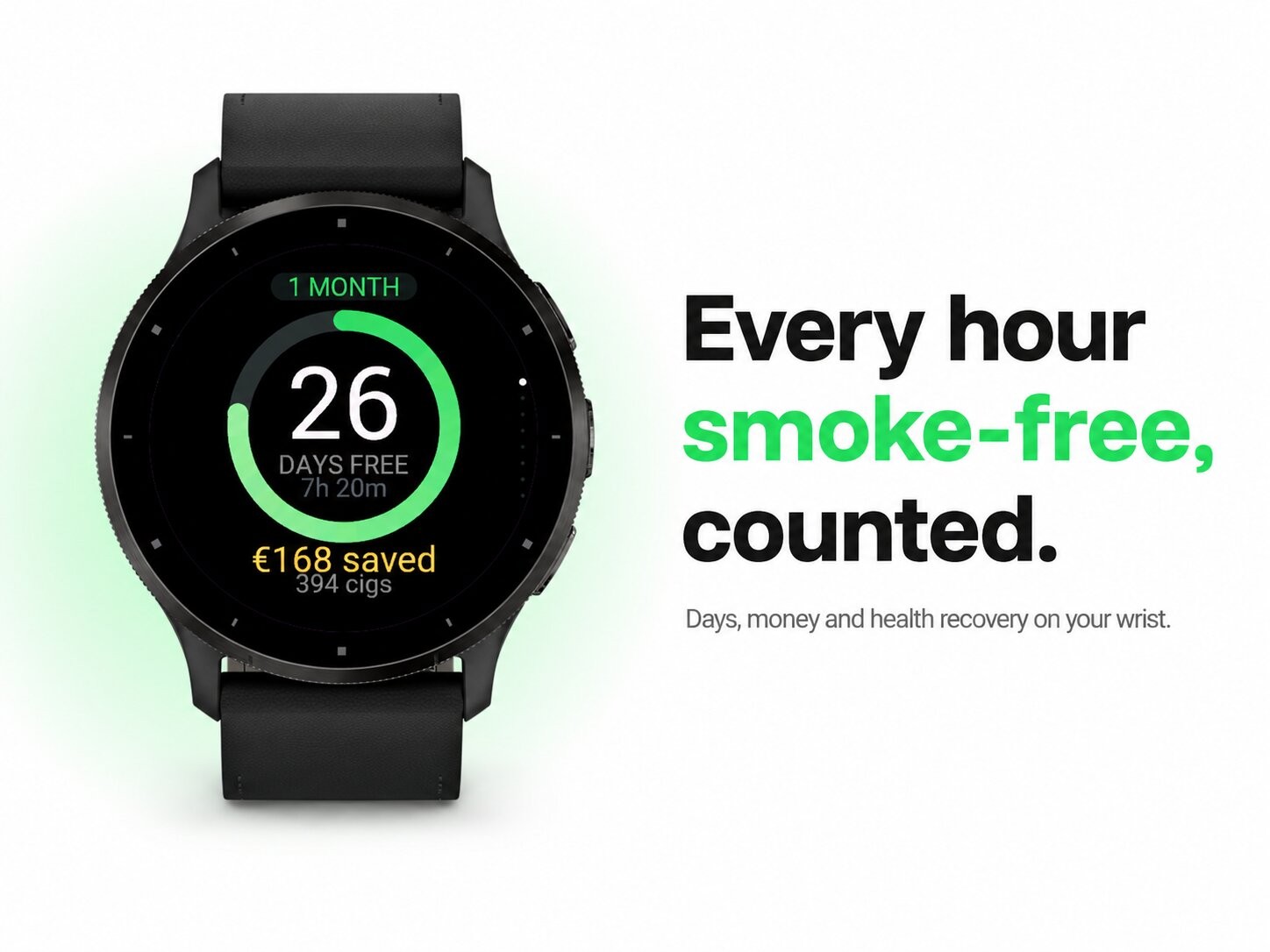 Smokeless for Garmin: Quit-smoking tracker with cravings and savings