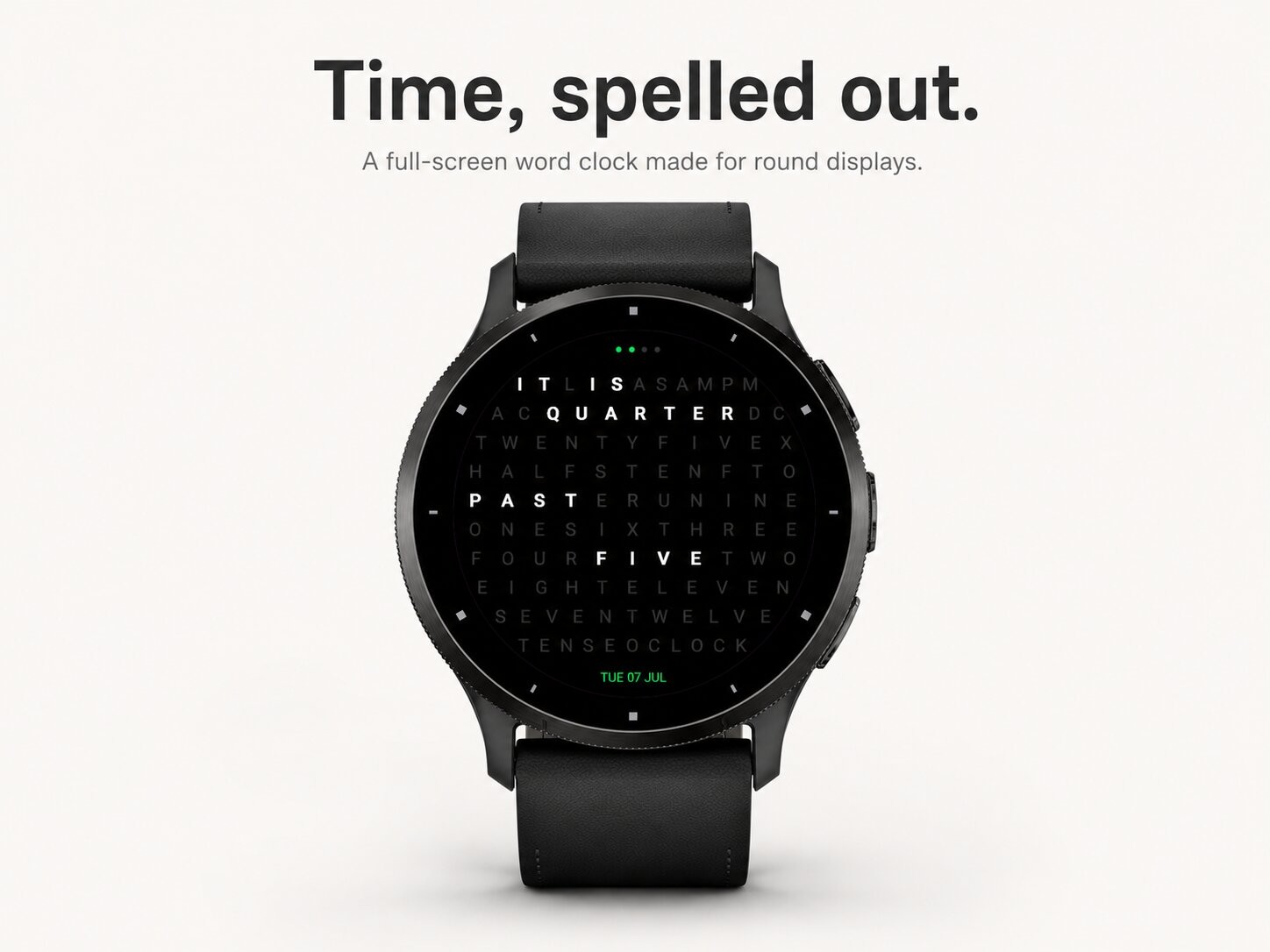 WordClock for Garmin: The time in words, in ten languages